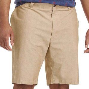 TRUE NATION Khaki Stretch Flat Front Shorts